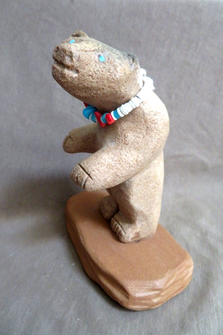 Zuni XL Sandstone Standing Bear Fetish w necklace by Darrell Westika C4050