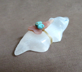 Native Zuni Selenite Badger w/ Bundle Fetish by Leland Boone & Daphne Quam C4191