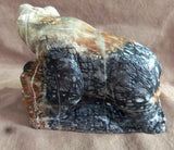 Zuni HUGE Museum Quality Picasso Marble Bear on Pueblo by Herbert Him Sr C-01