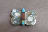 Native Zuni Jasper Butterfly Fetish Carving w Inlay by Brandon Phillips - C4579