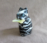 Zuni Zebra Stone Dog w Treat Fetish Carving  by Leland Boone & Daphne Quam C4280