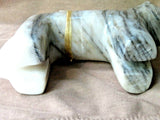 Native Zuni X Large White & Black Marble Horse Carving Fetish by Al Lewis C3728