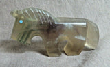 Zuni Chinese Fluorite Horse Fetish w Triple heartlines by Kenric Laiwakete C3868