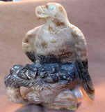 Zuni Amazing LARGE Picasso Marble Eagle w/ Chicks by Derrick Kaamasee C0267