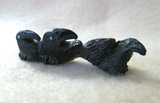 Native American Zuni Mini Jet Trio Ravens Fetish Carving by Rochelle Quam  C4000