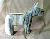 Native Zuni X Large White & Black Marble Horse Carving Fetish by Al Lewis C3728
