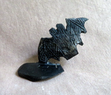 Native Zuni Jet Halloween Bat Fetish Carving by Rochelle Quam  C4523