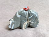 Native Zuni Fossilized Shell Medicine Bear Fetish Carving by Daryl Shack - C4577