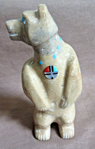 Native Zuni Zuni Rock Standing Bear w/ Sunface Fetish by Andre Lementino  C2878