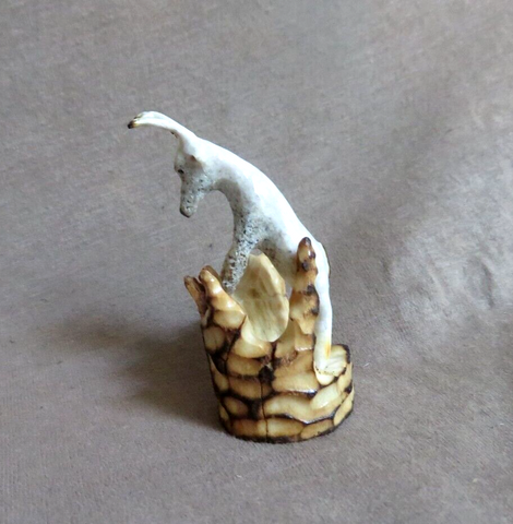 Native Zuni Stunning Antler Elk Fetish Carving by Ruben Najera C4554