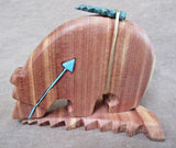 Native Zuni  Cedar Wood Bear with Bundle Fetish by Carver Douglas Martza C2222