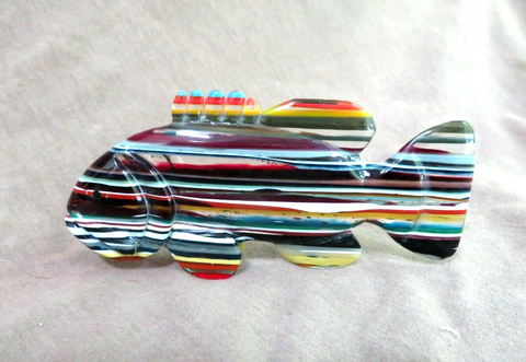 Native Zuni Rainbow Surfite Large Fish Fetish Carving by Brian Yatsattie  C4004
