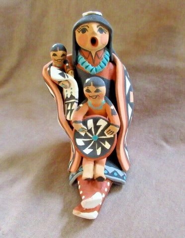 Native American Hand Coiled Jemez Pottery Storyteller by C Lucero Gachupin PO216