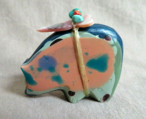 Native Zuni Surfite Medicine Bear Fetish by Leland Boone & Daphne Quam C3825