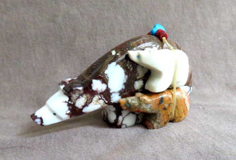 Zuni Wild Horse Turquois & Multi-stone Bear Unity  Family by LaVies Natewa C4265
