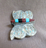 Native Zuni Serpentine Butterfly Fetish w Inlay by Brandon Phillips - C4278