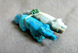Zuni Turquoise, Jasper & Marble Wolf Unity Trio Fetish by LaVies Natewa C3869