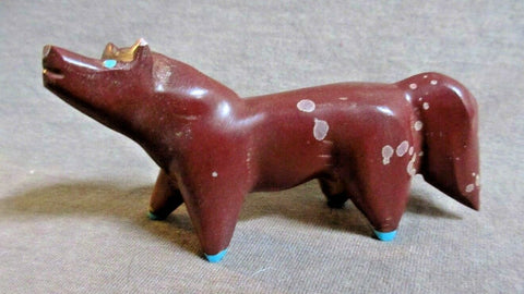 Native Zuni Sacred Pipestone Horse Carving Fetish by Enrike Leekya C3387