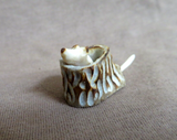 Native Zuni Antler Mini Mouse in log Fetish Carving by Ruben Najera C4619