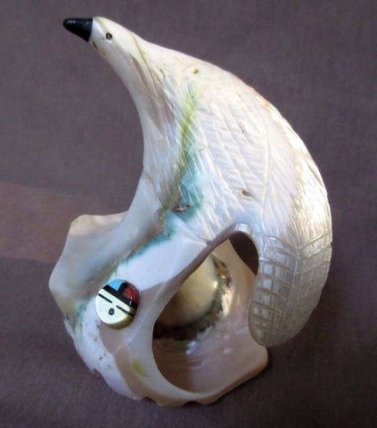 Zuni Green Snail Shell Eagle w/ Sunface Fetish by Darrin Boone - C0515