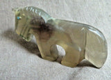 Zuni Chinese Fluorite Horse Fetish w Triple heartlines by Kenric Laiwakete C3868