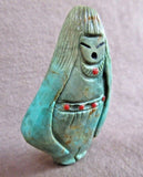Native Zuni Turquoise Two Sided Maiden Fetish by Sandra Quandelacy C2204