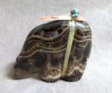 Zuni Amazing Root Beer Agate Bear Fetish w/ Bundle by Evalena Boone C4407
