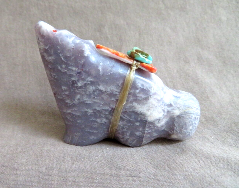 Zuni Shimmering Lepidolite Coyote Fetish by Leland Boone & Daphne Quam C4288