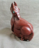 Native Zuni Sacred Pipestone XL  Turning Horse Fetish by Georgette Booqua C3767