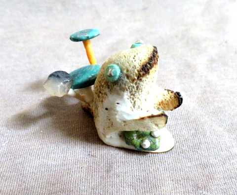 Amazing Native Zuni Antler Frog Family Trio Fetish Carving by Ruben Najera C4238