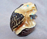 Native Zuni AMAZING Tagua Nut Eagle w/ Rabbit Fetish by Chris Peina - C2731