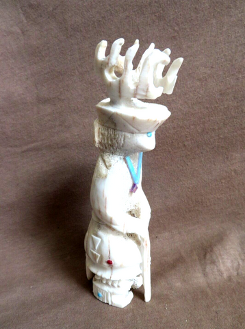 Native Zuni XL Antler Deer Dancer Kachina Fetish by Marlon Lowsayatee - C4602