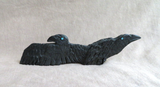 Native American Zuni Jet Ravens Duo Fetish Carving by Rochelle Quam  C4276