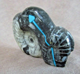 Zuni Fossilized Orthoceras Ram Fetish w heartline by Kenric Laiwakete C2766