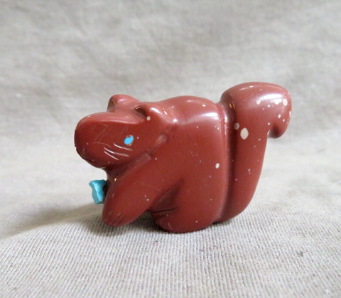 Native Zuni Sacred Pipestone Squirrel Fetish Carving by Justin Red Elk C4233