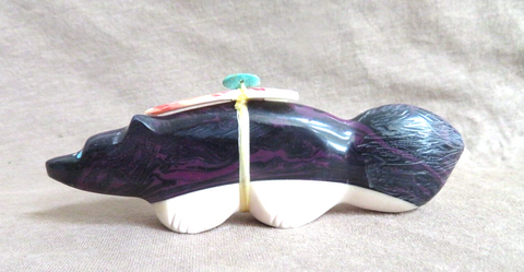 Zuni RARE Purple Bowlerite Wolf Fetish by Leland Boone & Daphne Quam C4098
