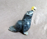 Native Zuni Picasso Marble Seal w Ball fetish Carving  by Freddie Leekya C4550