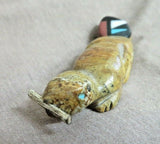 Native Zuni Jasper Beaver W Inlay Fetish Carving by Steve Natachu - C3991