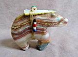 Native Zuni Banded Onyx Bear w heartline Fetish by Fernando Laiwakete C3015
