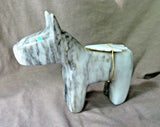 Native Zuni X Large White & Black Marble Horse Carving Fetish by Al Lewis C3728