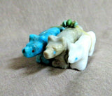 Zuni Turquoise, Jasper & Marble Wolf Unity Trio Fetish by LaVies Natewa C3869
