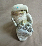 Zuni Amazing VERY LARGE Picasso Marble Eagle w/ Chicks by Derrick Kaamasee C3154