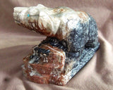 Zuni HUGE Museum Quality Picasso Marble Bear on Pueblo by Herbert Him Sr C-01