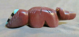 Native Zuni Sacred Pipestone Wolf Fetish w Inlay by Brandon Phillips - C3791