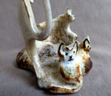 Zuni Antler Cat Family Friendship Circle Fetish Carving by Ruben Najera C4522