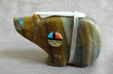 Native Zuni Banded Jasper Bear w/ Sunface & Bundle Fetish by Darrin Boone  C3388