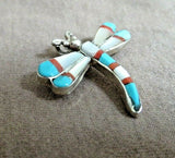 Zuni Multi-Stone & Sterling Inlay Dragonfly Pin Pendant by Pascal Natewa  JP263