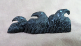 Native American Zuni Jet Three Ravens Fetish Carving by Rochelle Quam  C4049