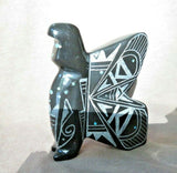 Zuni Large Black Marble Etched Butterfly Maiden Fetish by Dilbert Gasper - C3740