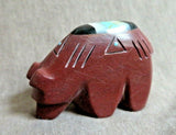 Native Zuni Sacred Pipestone Bear w/ Inlay Fetish by Brandon Phillips - C3865